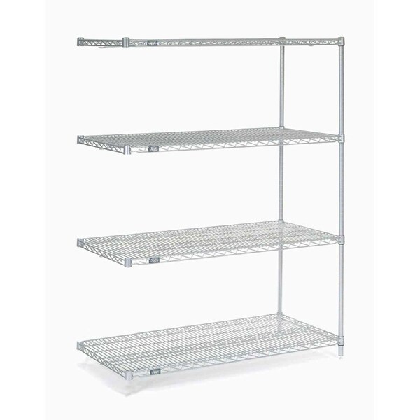 Nexel 5 Tier Stainless Steel Wire Shelving Add-On Unit, 54W x 18D x 74H A18547S5 - main
